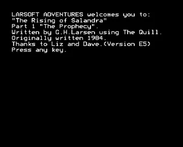 Prophecy, The - Rising of Salandra, The - Part 1 (1984)(Larsoft)[h TSTH] screen shot game playing